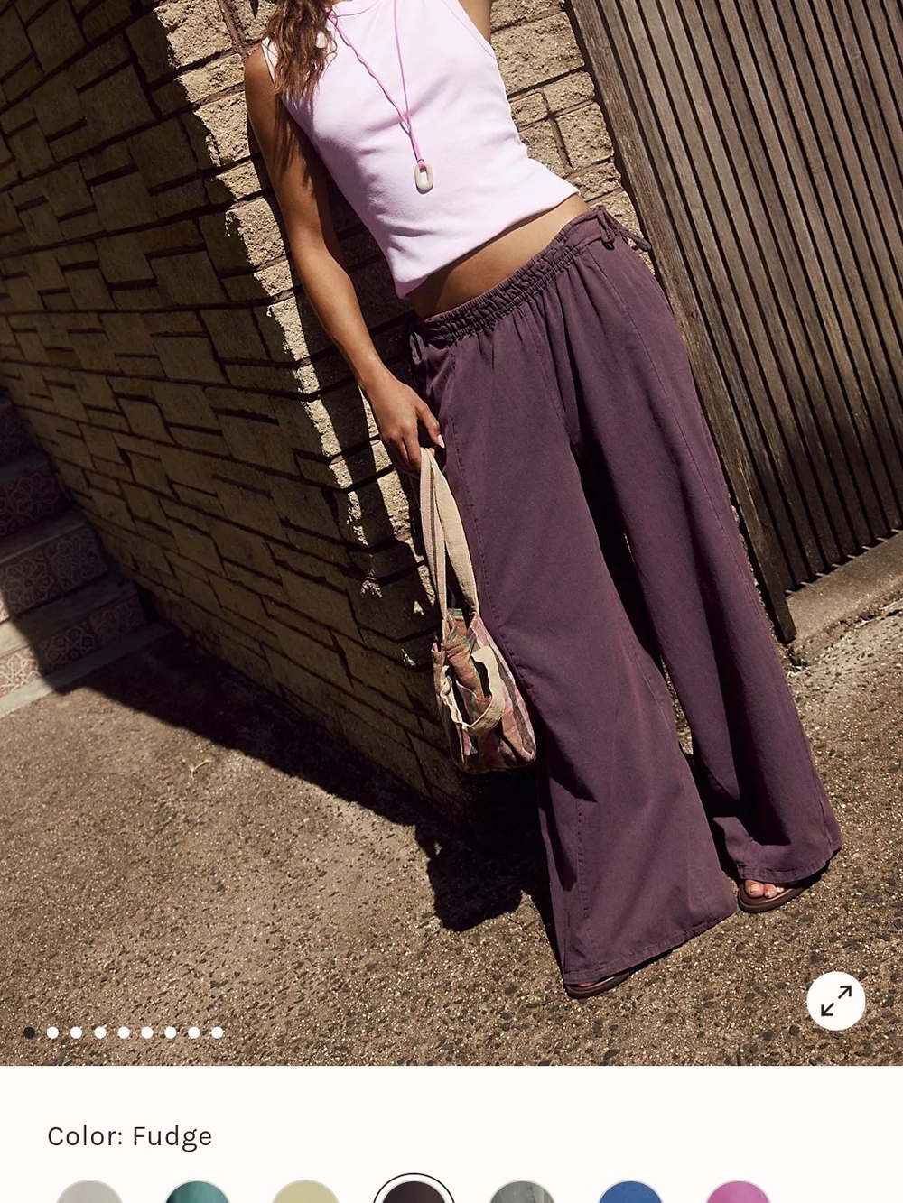 Free People Wide-Leg Pull-On Pants in Deep Fudge